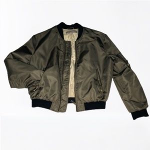 Zara Basic Olive Green Bomber Jacket Medium